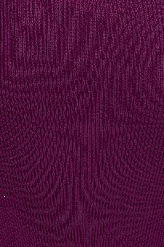 Purple Midi Dress High Neck Knit