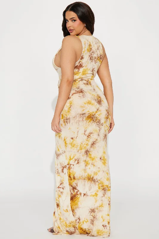 Reanne Tie Dye Maxi Dress - Yellow/combo