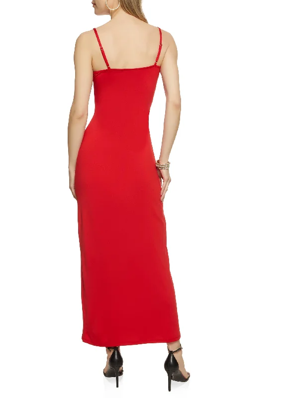 Solid Scoop Neck Sleeveless Maxi Dress