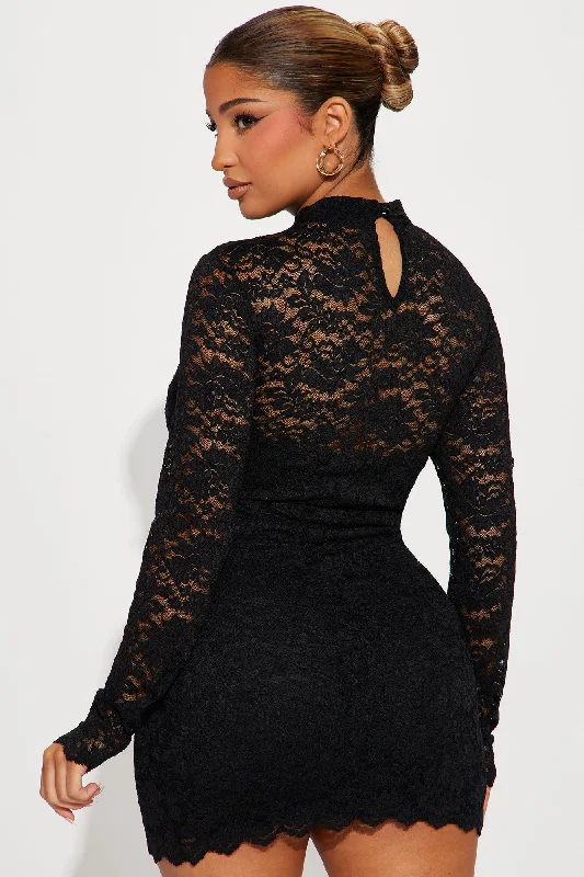 Riviera Lace Mini Dress - Black