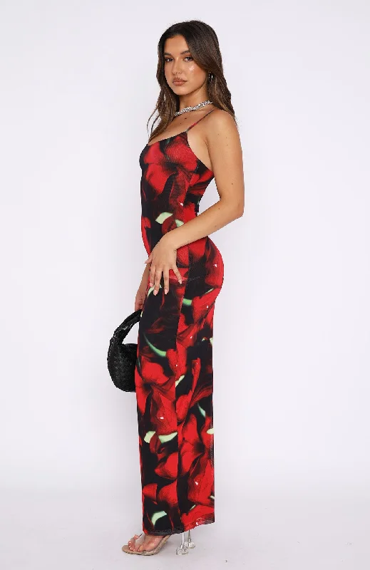 Same Heart Mesh Maxi Dress Red Hibiscus