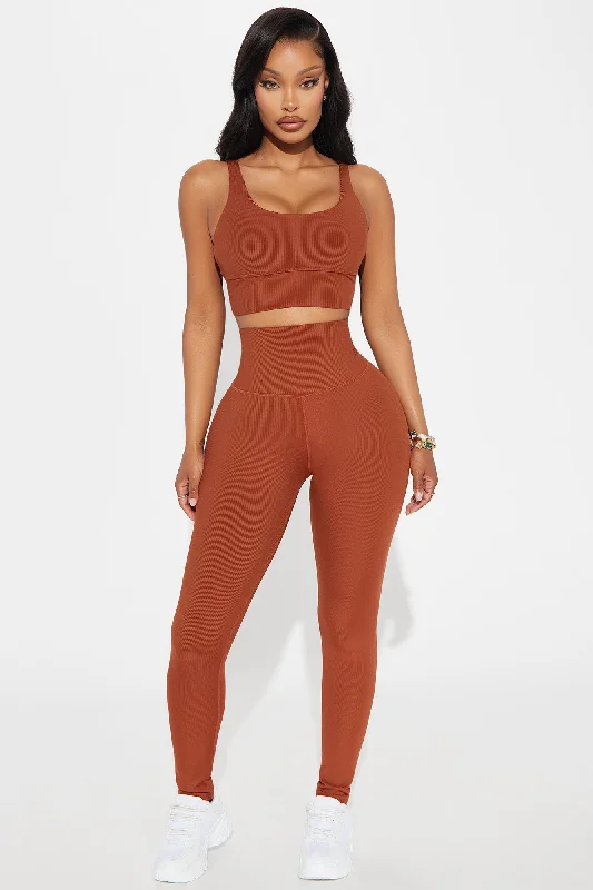 Serenity Ribbed Leggings - Brown