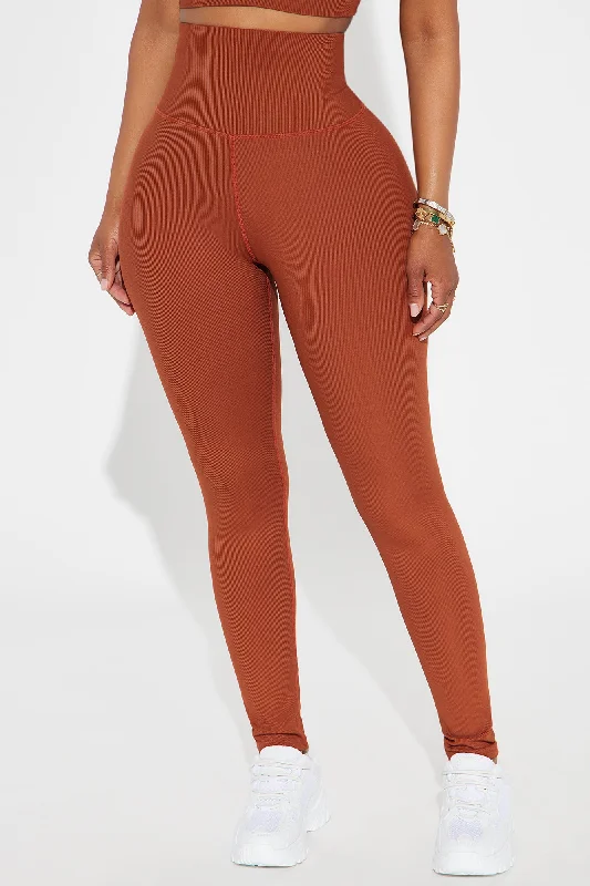 Serenity Ribbed Leggings - Brown