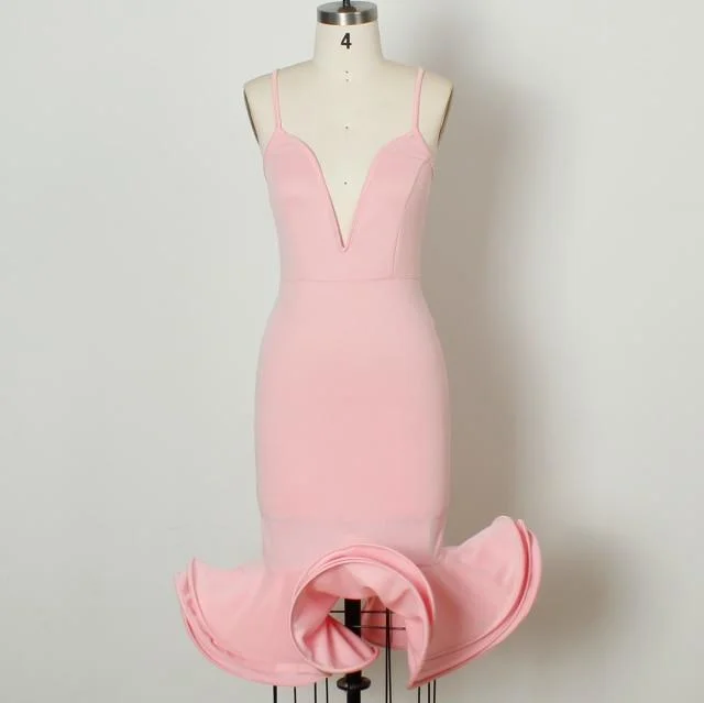 Bandage Pink Sleeveless Vintage Long Dress