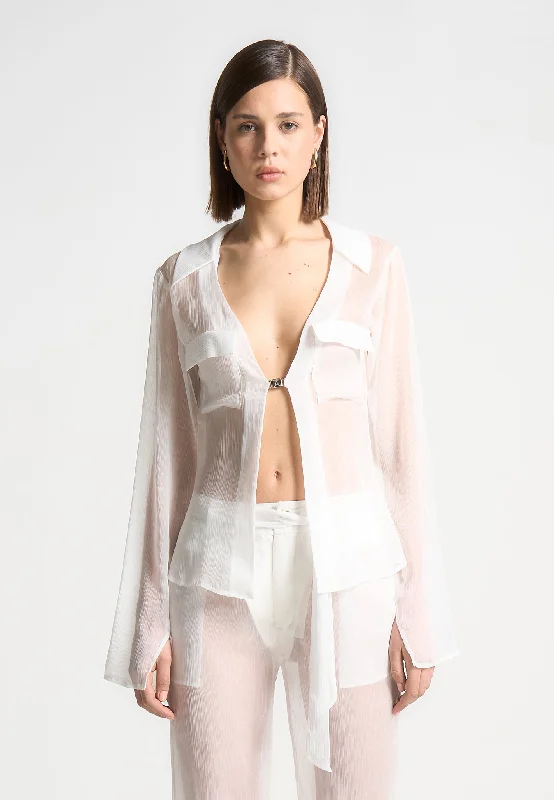 Sheer Shirt with Clasp - White