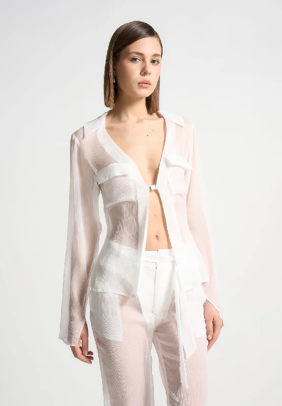 Sheer Shirt with Clasp - White