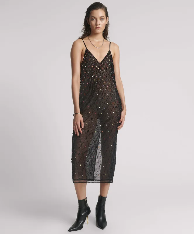 STELLAR JEWEL HAND BEADED SLIP DRESS