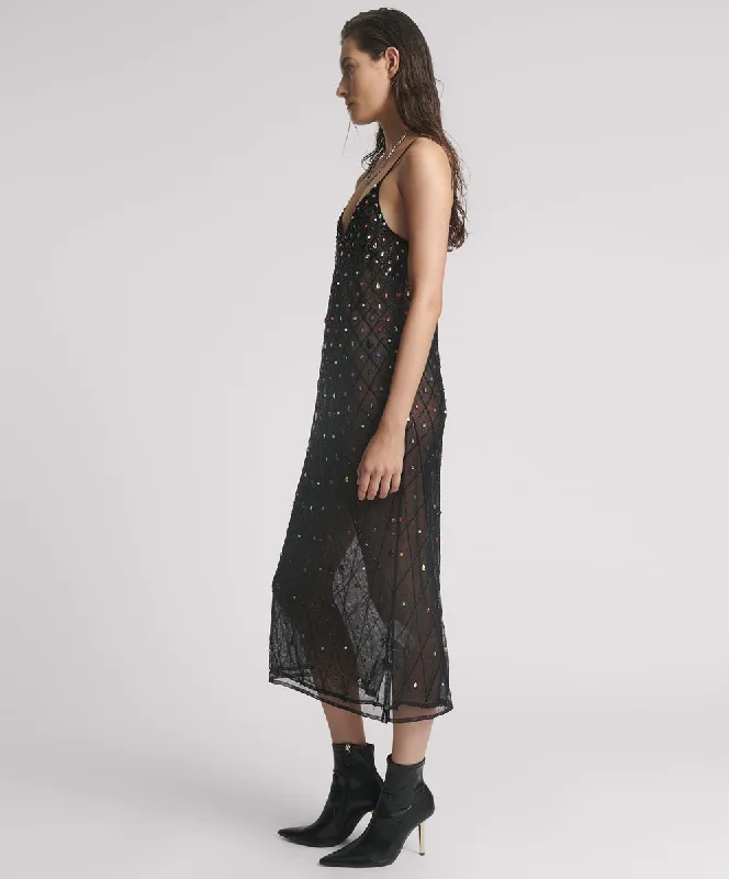 STELLAR JEWEL HAND BEADED SLIP DRESS