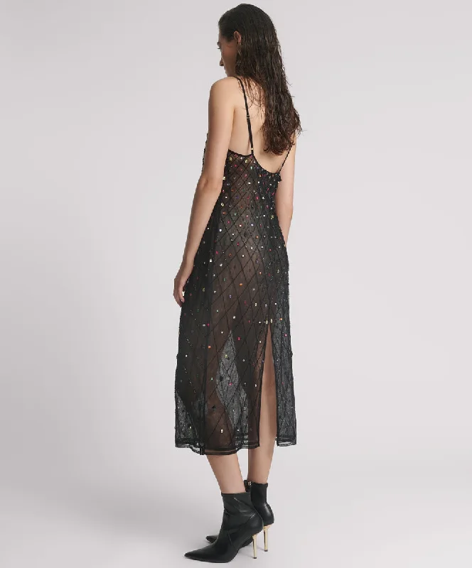 STELLAR JEWEL HAND BEADED SLIP DRESS