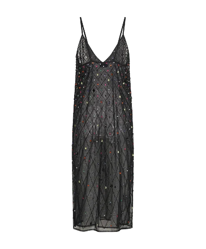 STELLAR JEWEL HAND BEADED SLIP DRESS