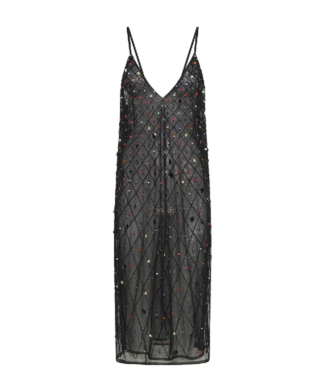 STELLAR JEWEL HAND BEADED SLIP DRESS