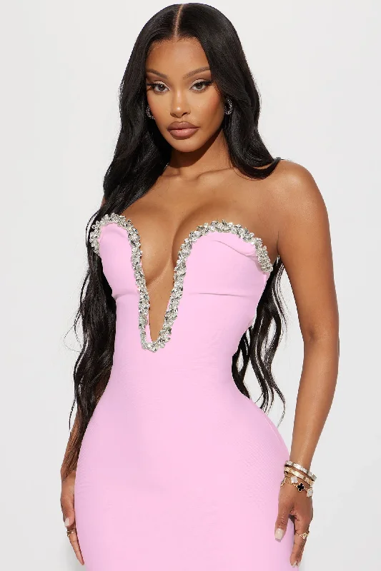 Sweetest Heart Embellished Midi Dress - Pink