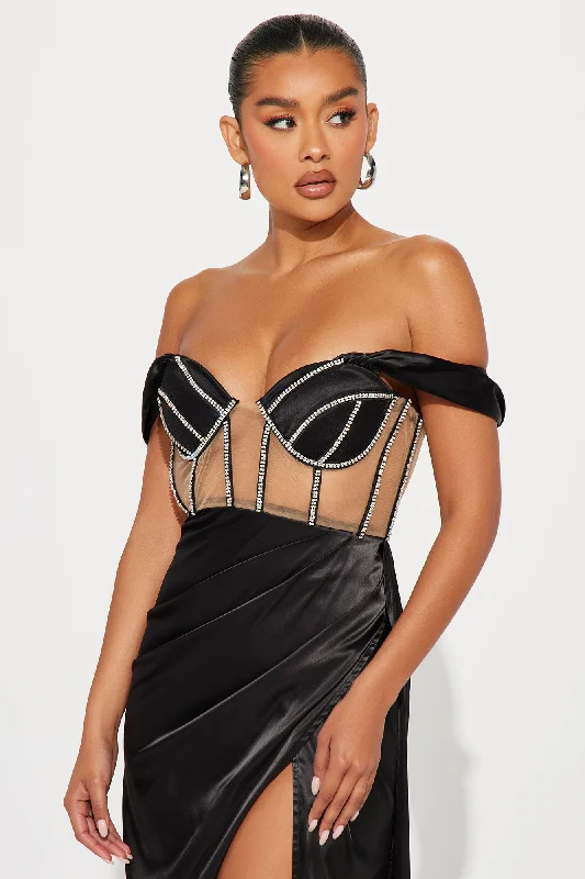 Unapologetic Satin Gown - Black