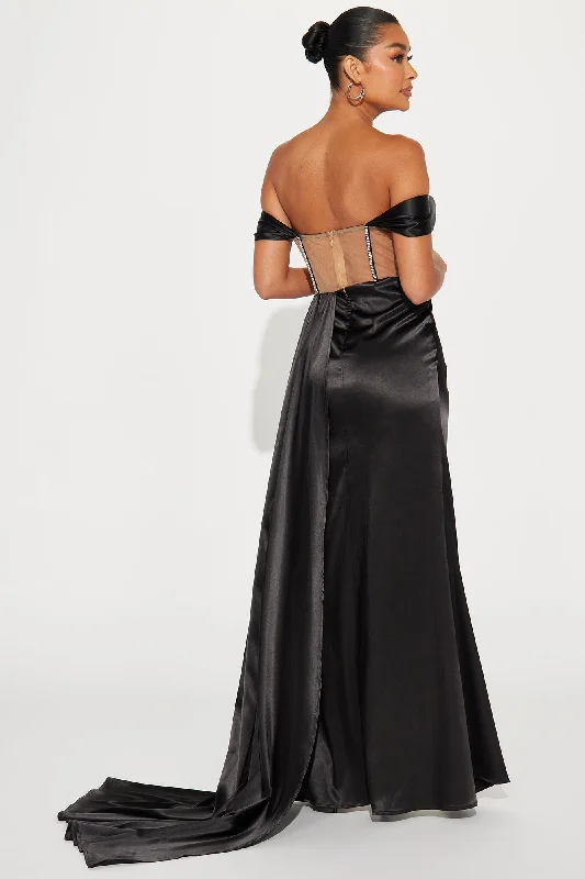 Unapologetic Satin Gown - Black