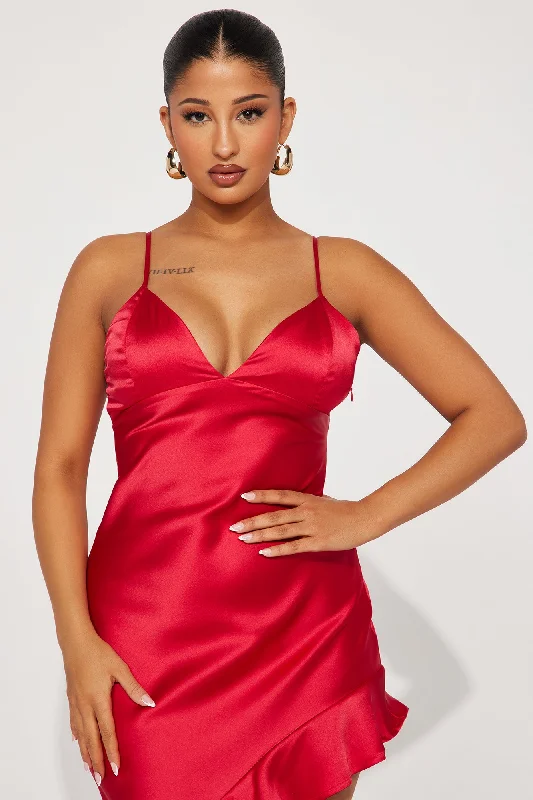 Valeria Satin Maxi Dress - Red