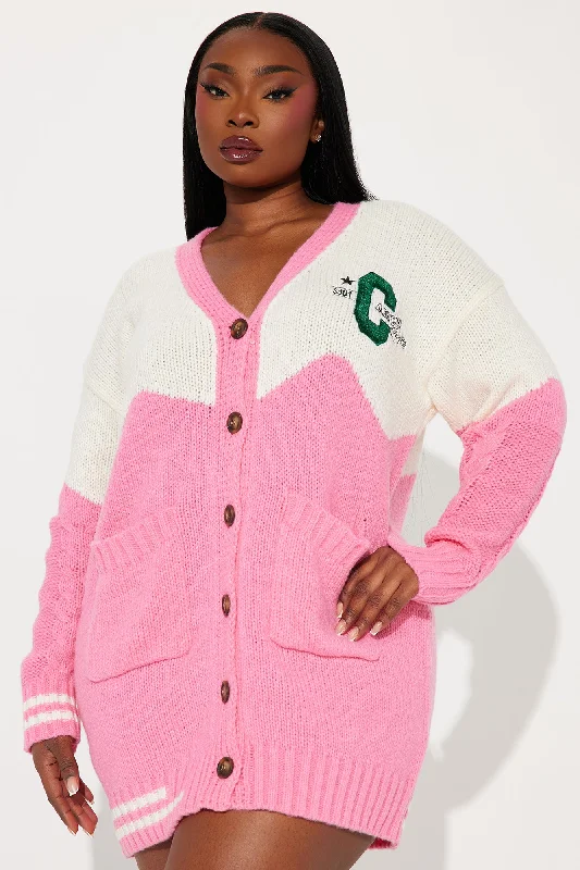 Varsity Sweatshirt Mini Dress - Pink