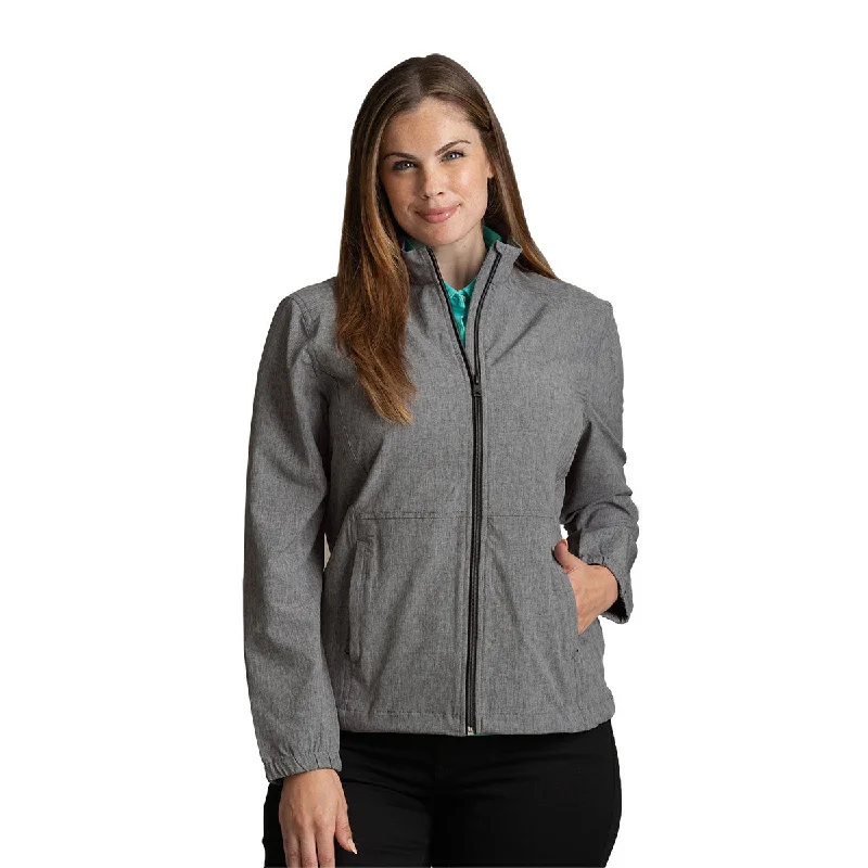 Greg Norman Women's Black Heather Windbreaker Stretch Jacket