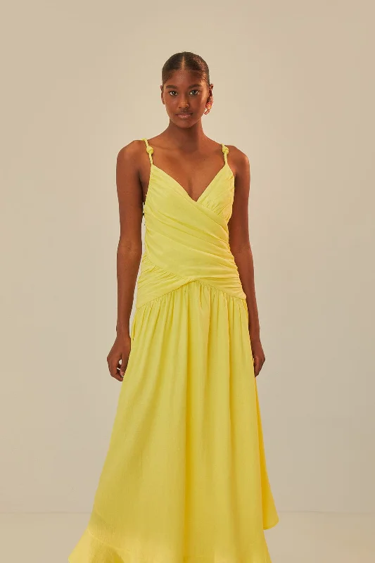 Yellow Cross Over Maxi Dress