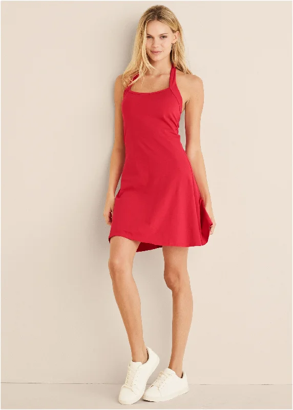 Halter neck dress - Red