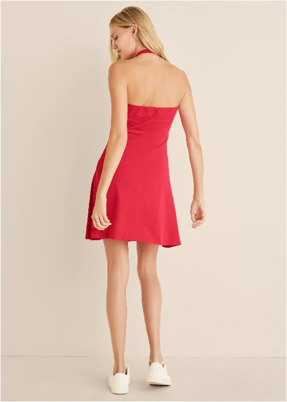 Halter neck dress - Red