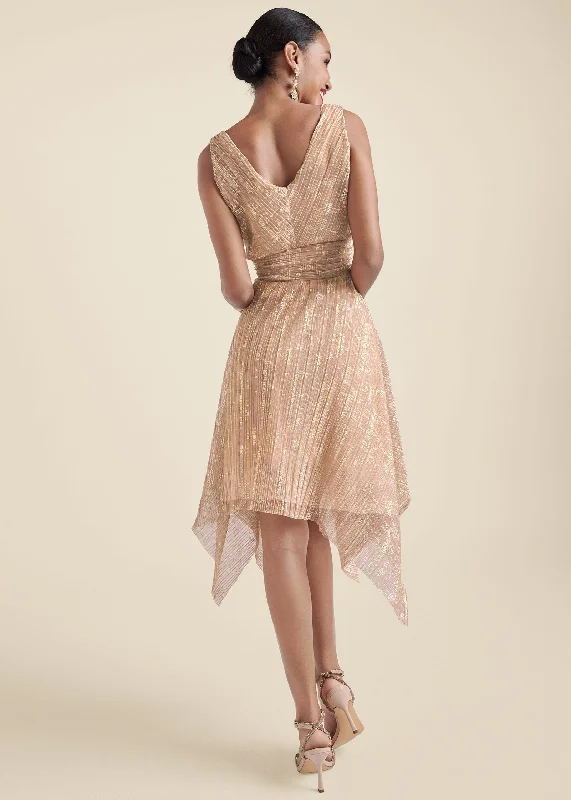 Hanky hem shimmer dress - Rose Gold