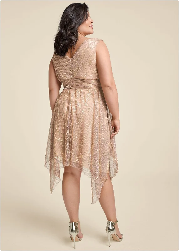 Hanky hem shimmer dress - Rose Gold