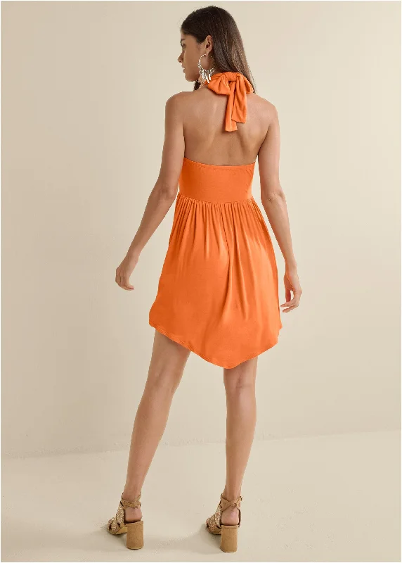 Convertible halter dress - Orange