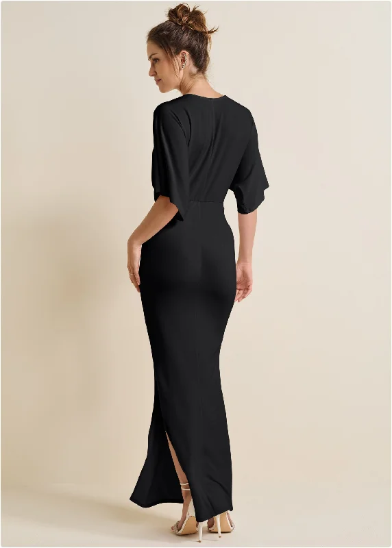 Drape sleeve maxi dress - Black