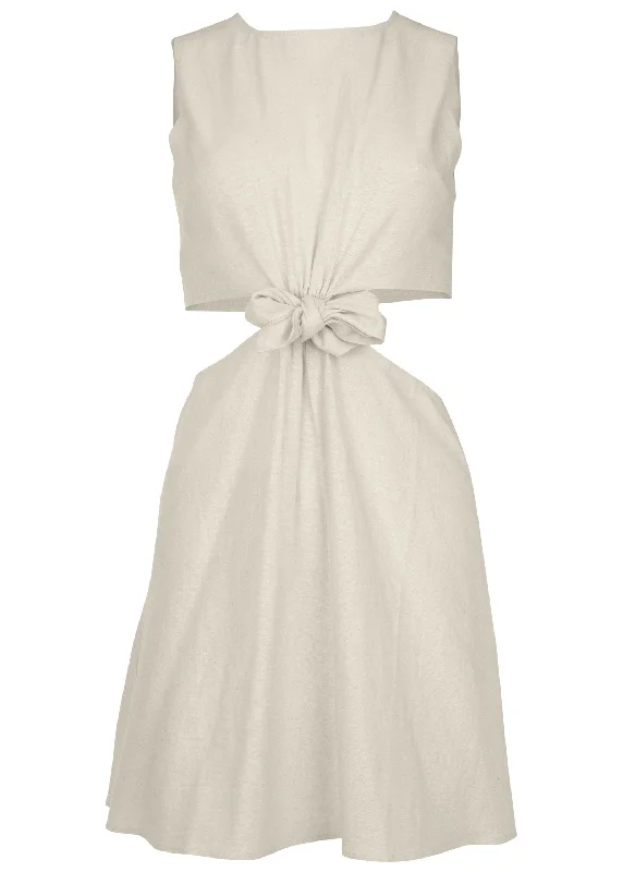 Linen cutout mini dress - Cream