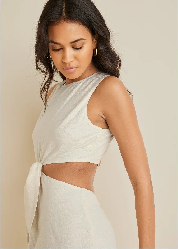 Linen cutout mini dress - Cream