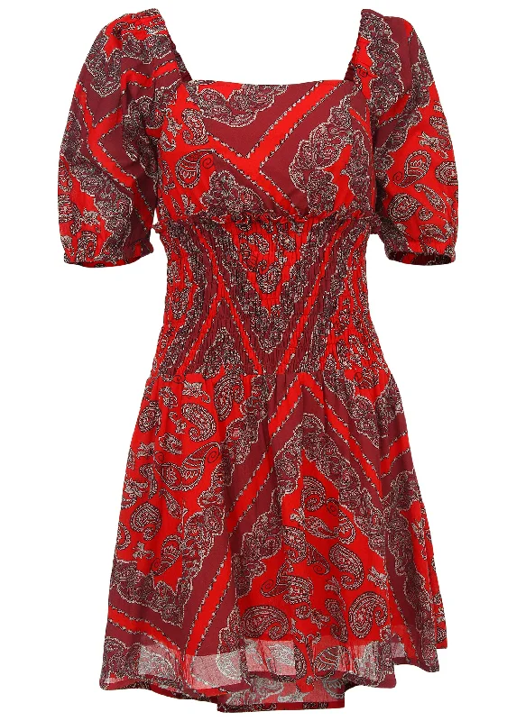 Cotton voile mini dress - Bandana Red