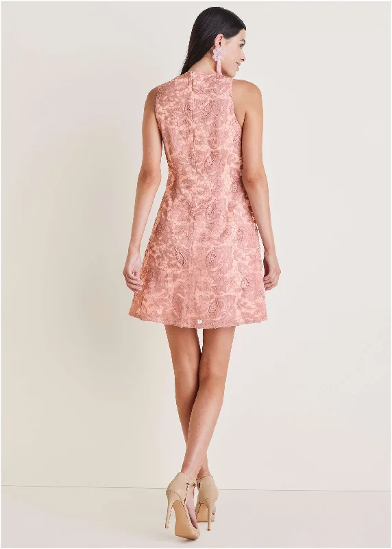 All over lace mini dress - Evening Sand