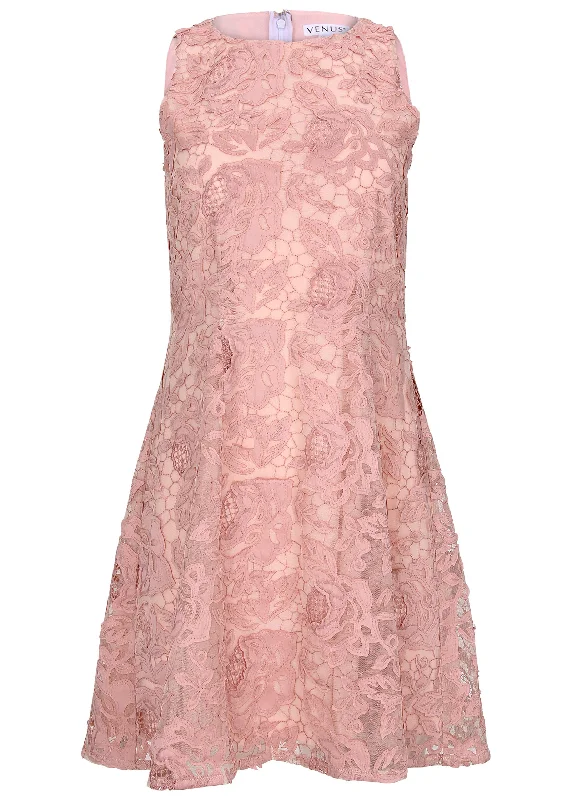 All over lace mini dress - Evening Sand