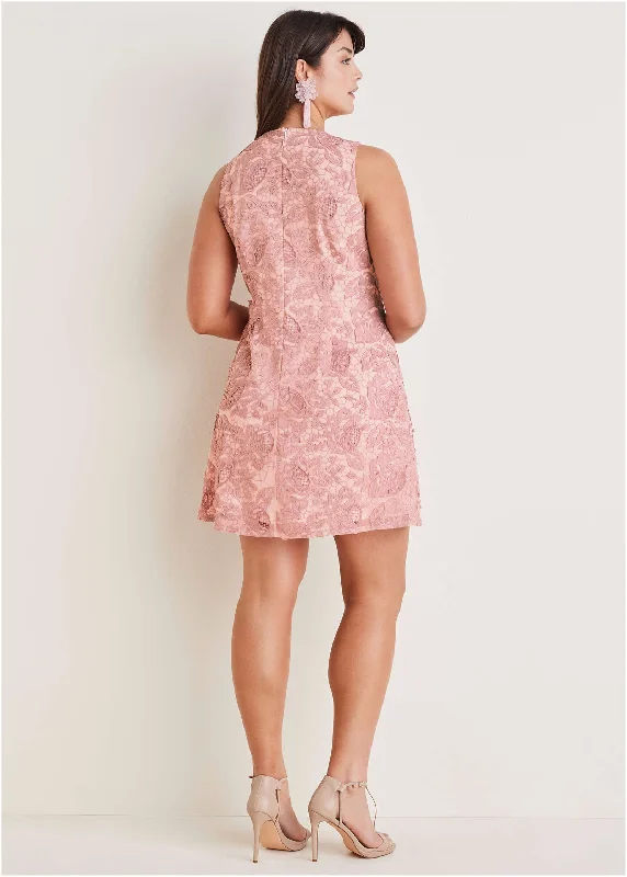 All over lace mini dress - Evening Sand