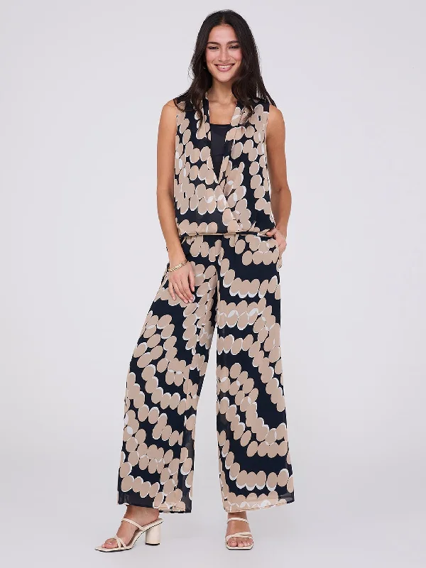 Abstract Print Chiffon Palazzo Pants