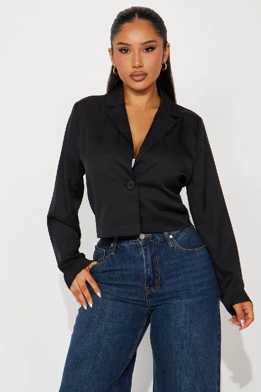 About My Business Cropped Blazer - Black