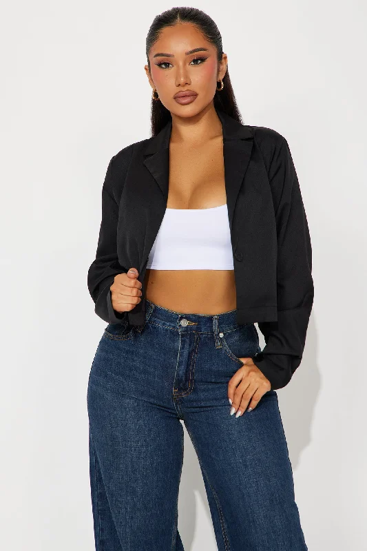 About My Business Cropped Blazer - Black