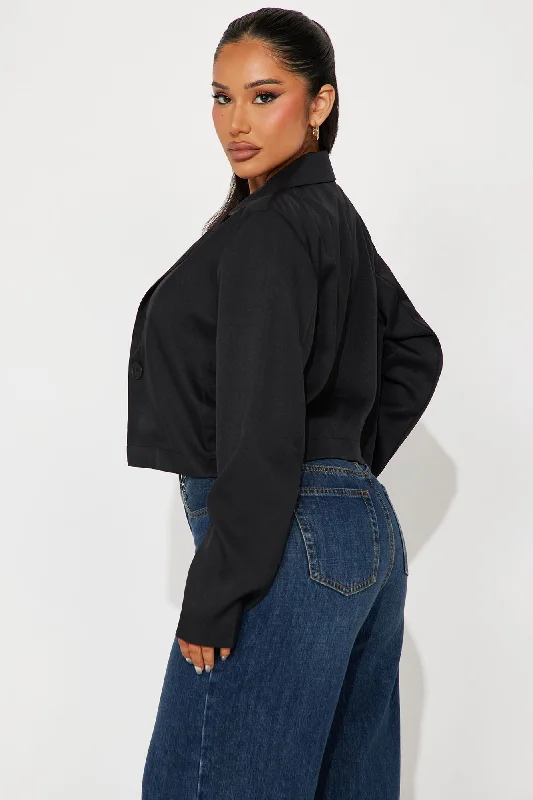 About My Business Cropped Blazer - Black