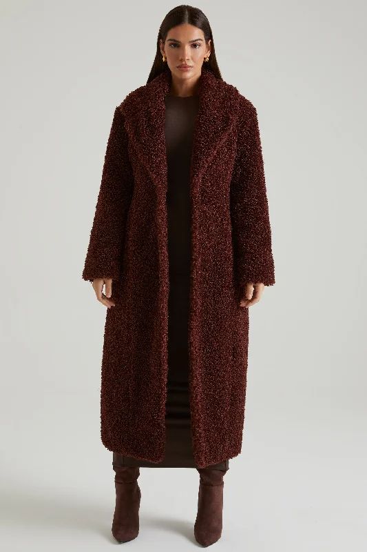 Long Shearling Coat in Brown