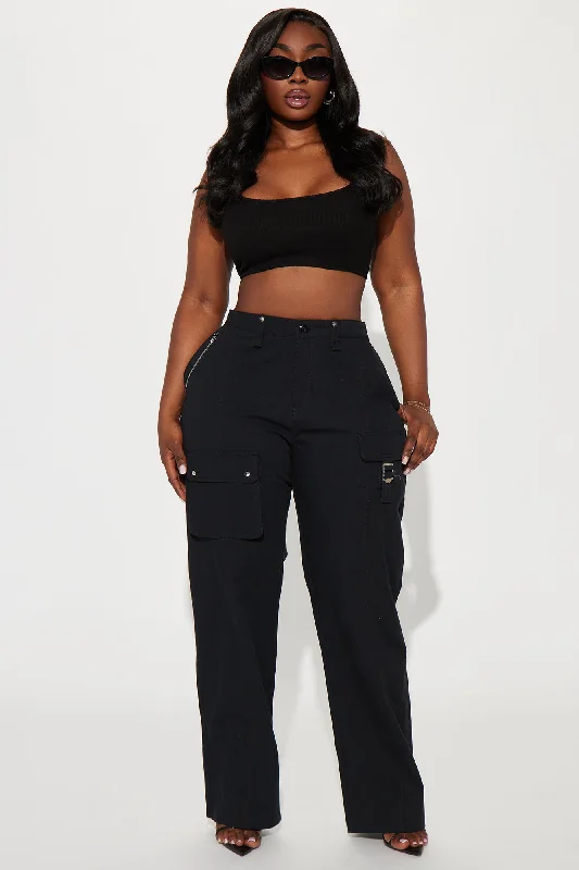 All Within Me Wide Leg Cargo Pant - Black