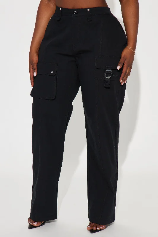 All Within Me Wide Leg Cargo Pant - Black