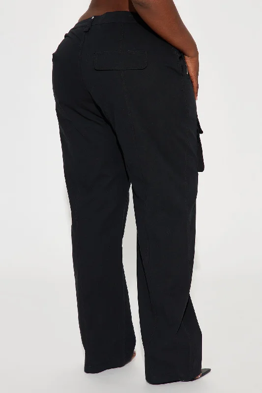 All Within Me Wide Leg Cargo Pant - Black