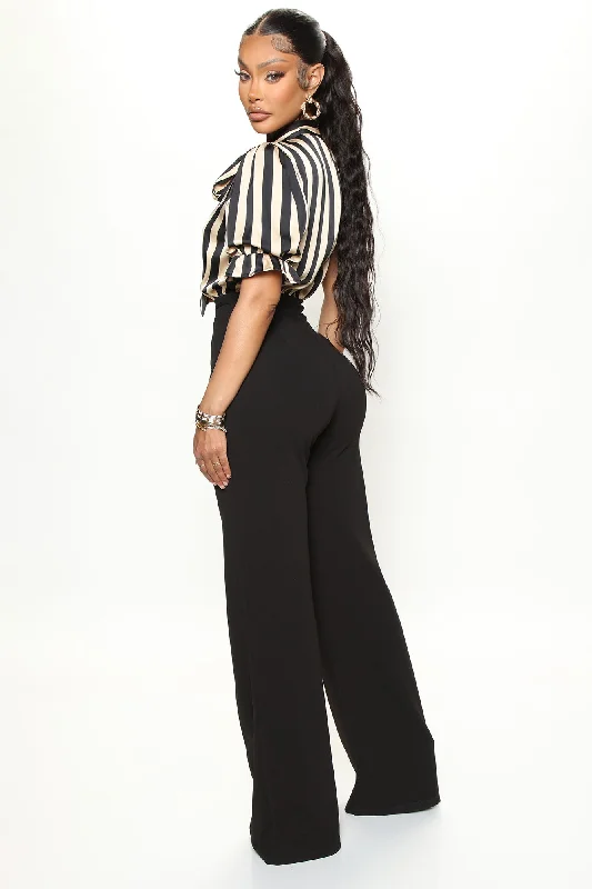 Amalia Stripe Jumpsuit - Black/Taupe