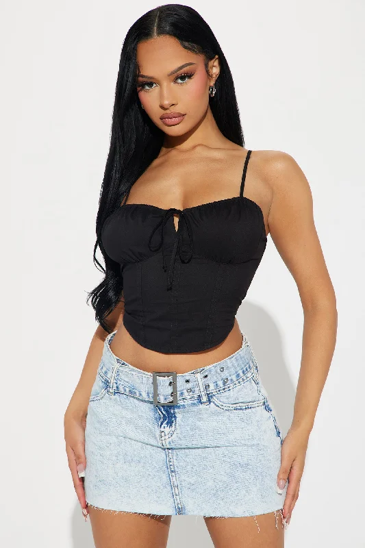 Araya Poplin Corset Top - Black