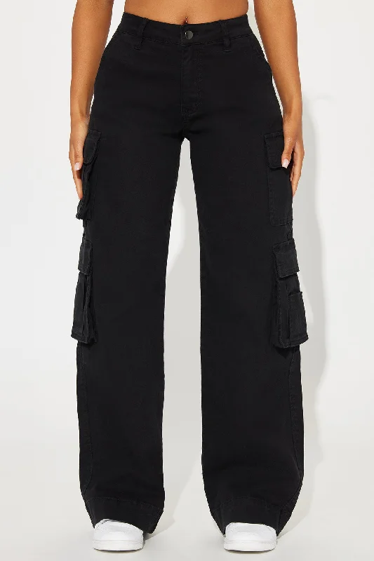 Baby Girl Wide Leg Cargo Pant - Black