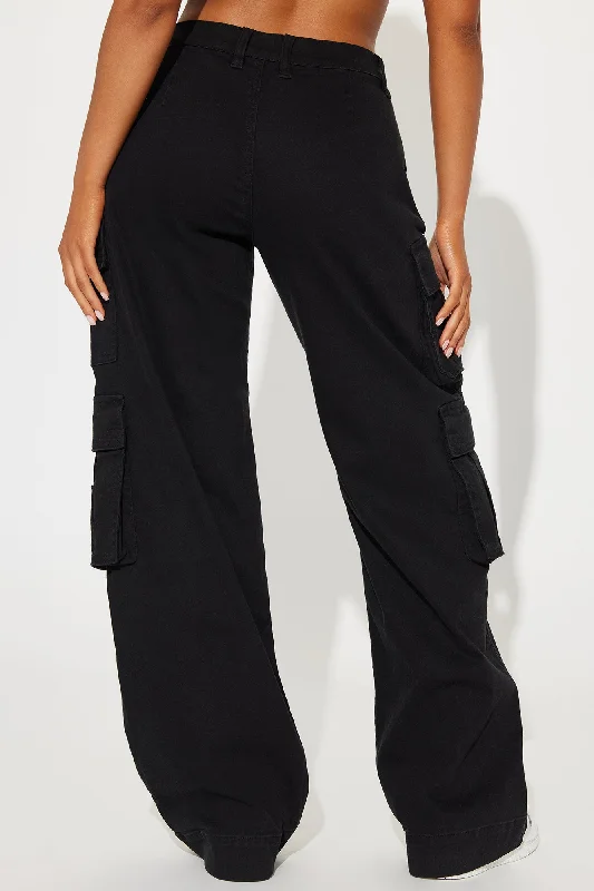 Baby Girl Wide Leg Cargo Pant - Black