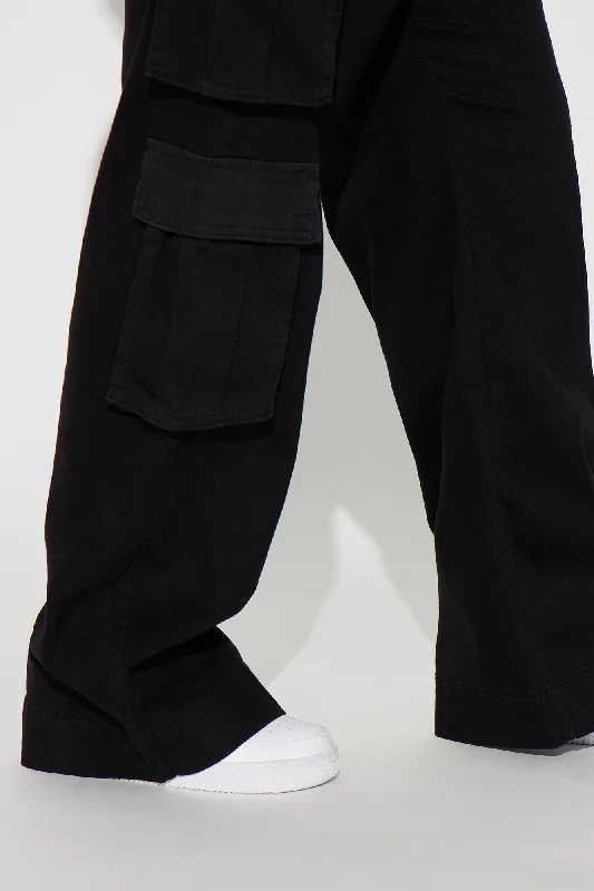 Baby Girl Wide Leg Cargo Pant - Black