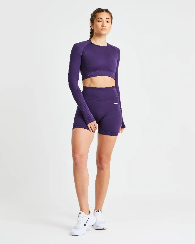 Balance V2 Seamless Long Sleeve Crop Top - Mulberry Purple