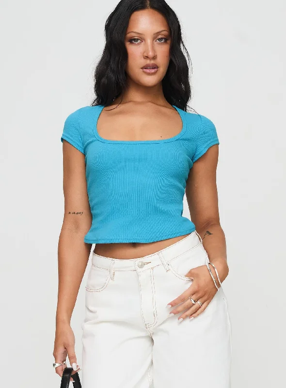 Baseline Square Neck Rib Top Blue