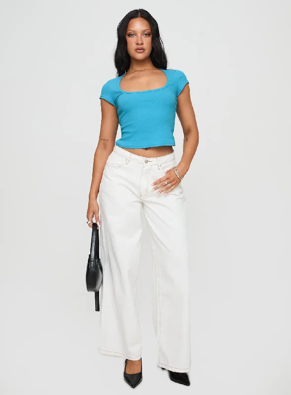 Baseline Square Neck Rib Top Blue